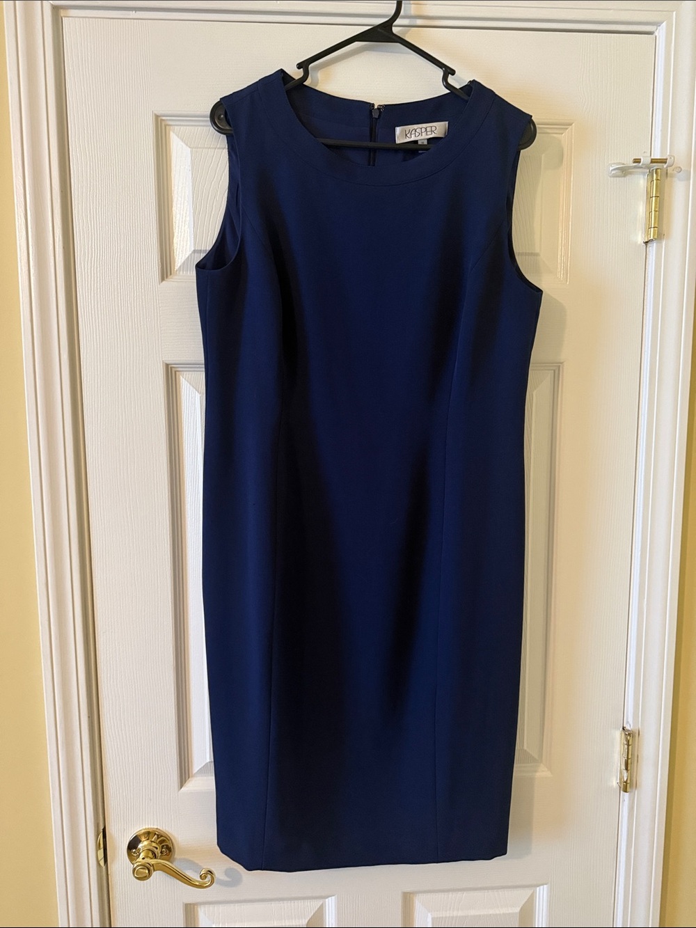 Kasper Sleeveless Navy Midi Sheath Dress